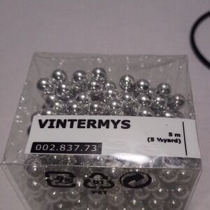IKEA 2014 Vintermys Silver Bead Garland Christmas Tree Decor 5m 5.5yd 002.837.73